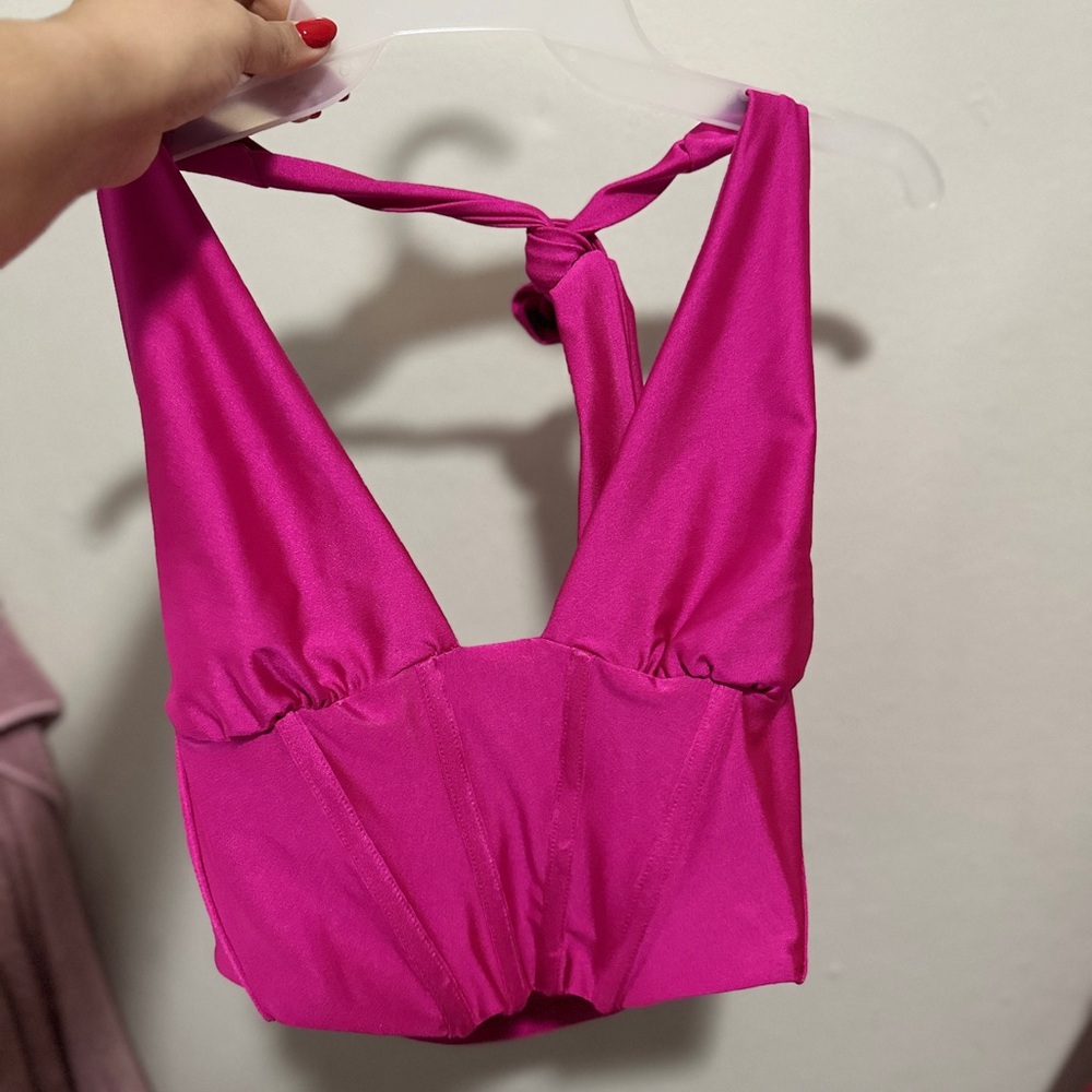 Rainbow Hot Pink Crop Top